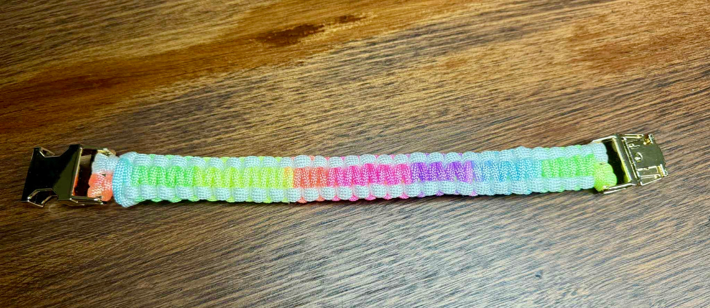 Ready to Ship – Handmade Rainbow Paracord Pet Collar (25cm)