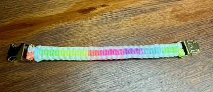Ready to Ship – Handmade Rainbow Paracord Pet Collar (25cm)