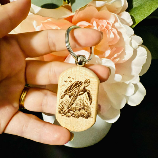 Turtle wooden Key Chain