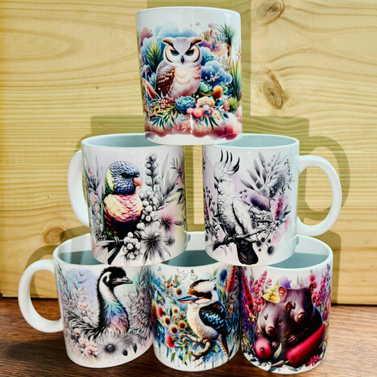 Australian Wildlife Art Mug Collection – 11oz Ceramic Mugs